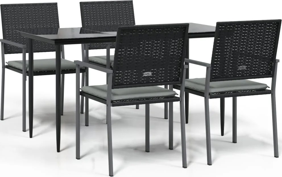 vidaXL Set mobilier de grădină cu perne, 5 piese, poliratan și oțel