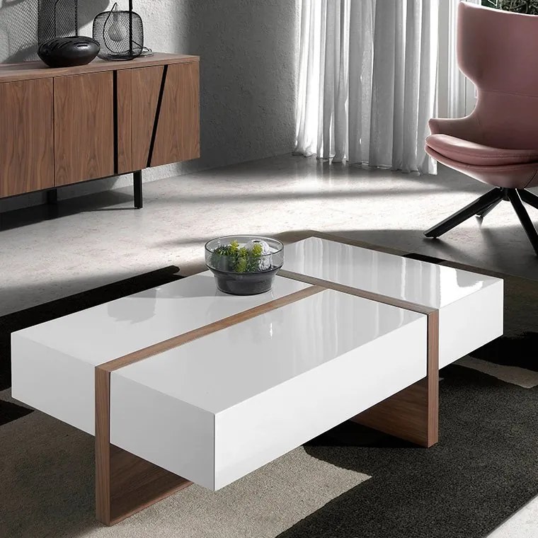 Masuta eleganta design LUX cu spatiu de depozitare Glossy White AC 2060