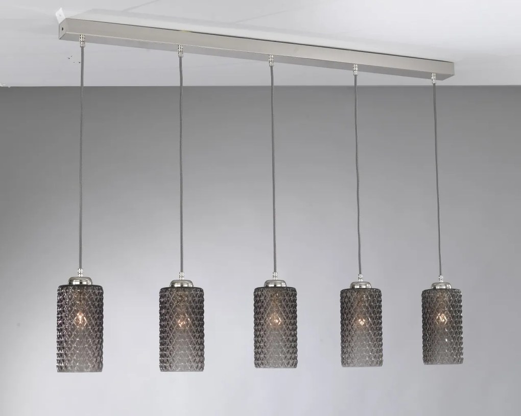 Lustra moderna cu 5 pendule design italian 10000 fumuriu