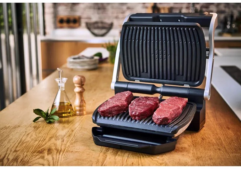 Gratar electric Tefal OptiGrill+ Waffles GC716D12, 2000W, 6 programe, Acoperire antiaderenta Teflon, Placi pentru vafe, Control temperatura, Max 275°C, Inox