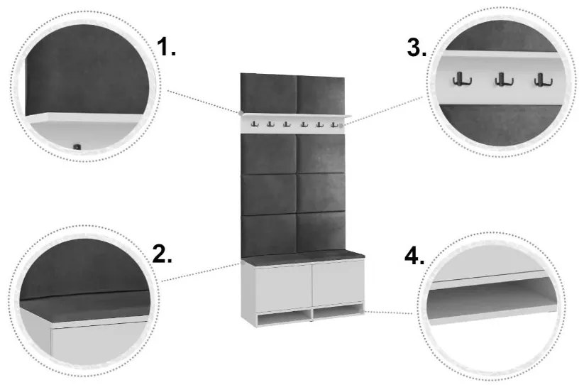 Cuier pentru hol White/Grey