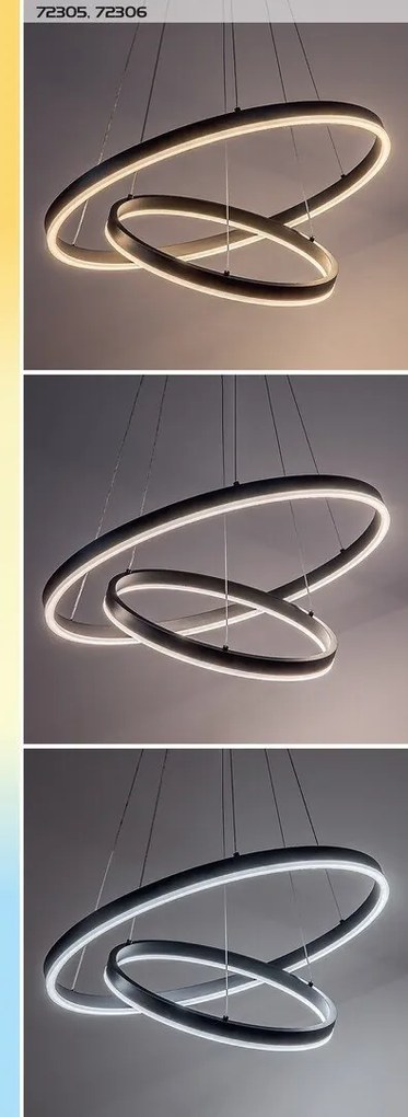 Lustra LED cu telecomanda cu 2 inele metal negru Isaure