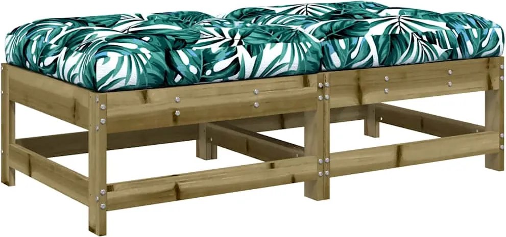 vidaXL Taburete de grădină cu perne, 2 buc., lemn de pin tratat