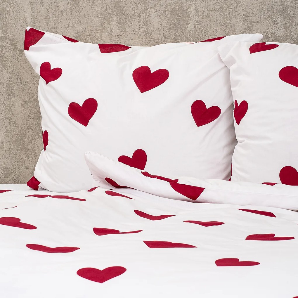 Lenjerie de pat din bumbac 4Home Red Hearts, 140 x 200 cm, 70 x 90 cm