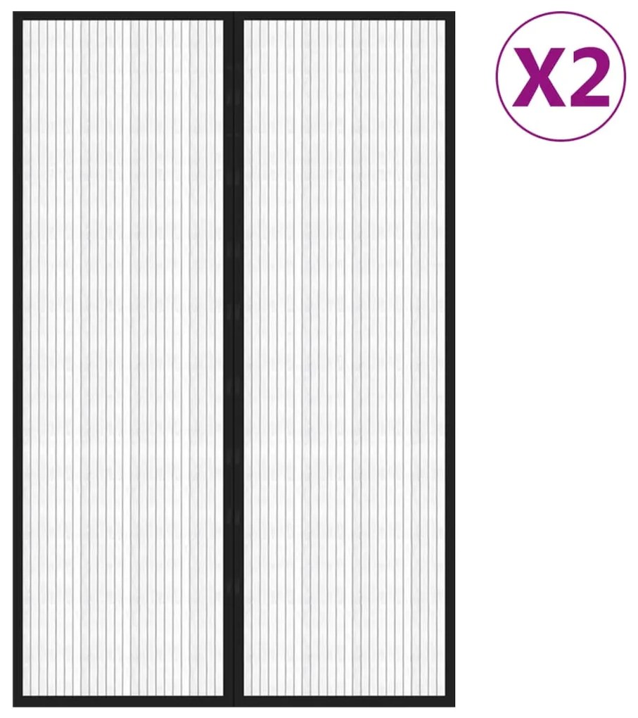 Perdea de usa anti-insecte cu magnet, 2 buc., negru, 220x130 cm