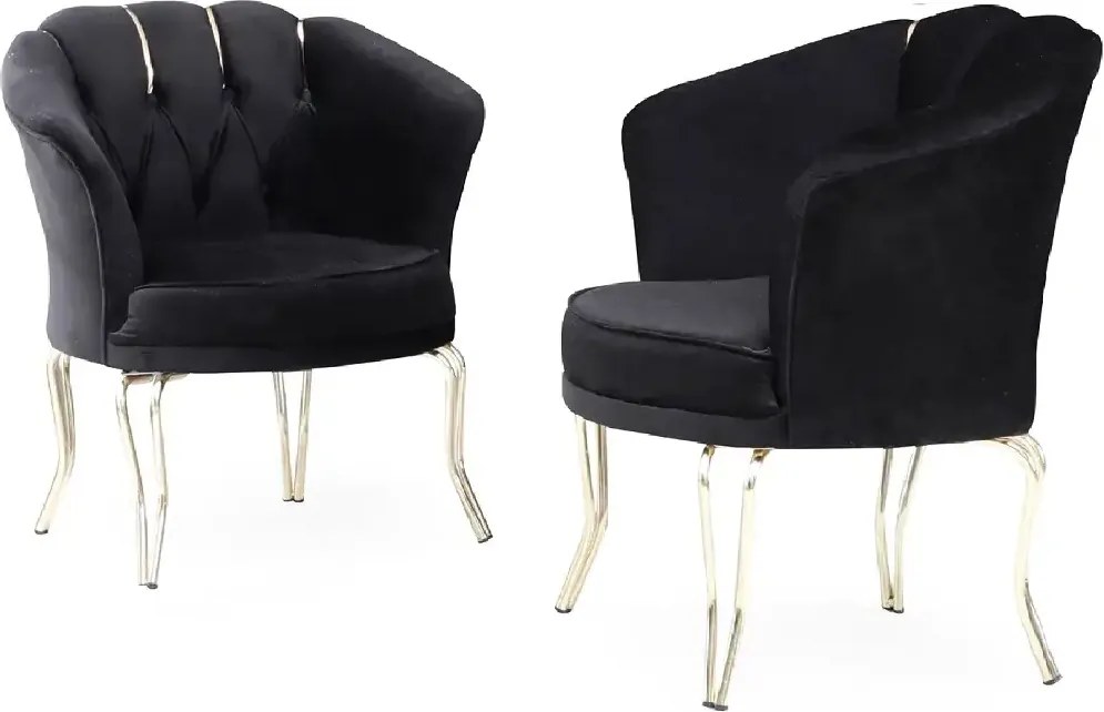 Fotoliu Viena, scaun, negru-auriu, picioare metal auriu, Homs