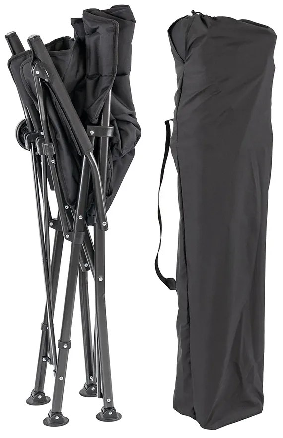 Leziter XL scaun de pescuit cu braț și suport pentru pahare negru