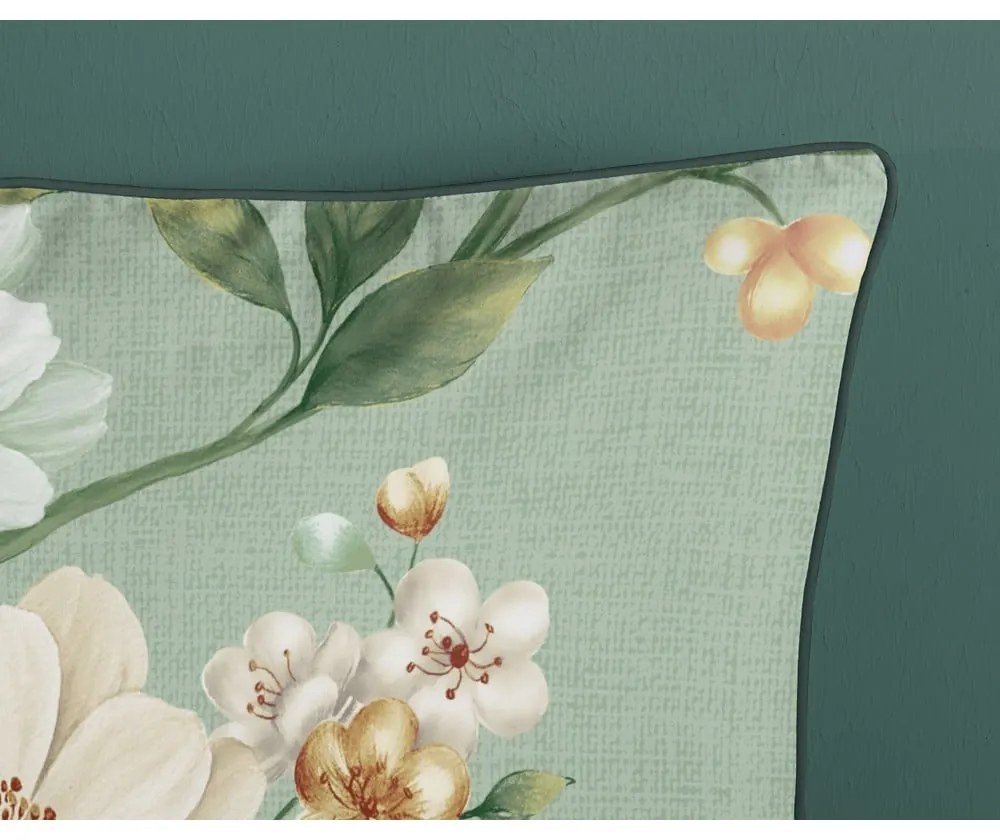 Lenjerie de pat verde din bumbac satinat pentru pat de o persoană, extinsă 140x220 cm Sizena – Descanso