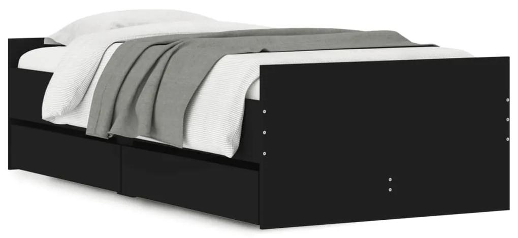 3207365 vidaXL Cadru de pat cu sertare, negru, 100x200 cm