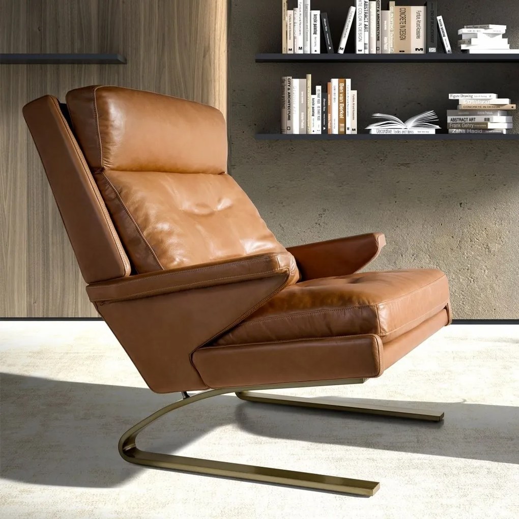 Fotoliu LUX design italian Cowhide camel