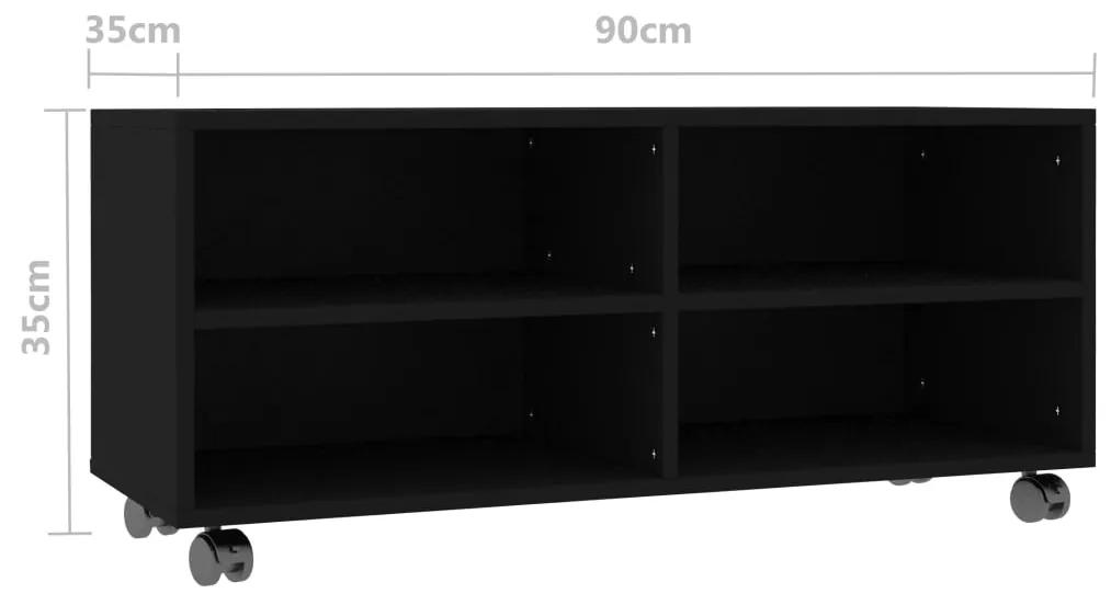 Comoda TV cu rotile, negru, 90x35x35, PAL 1, Negru