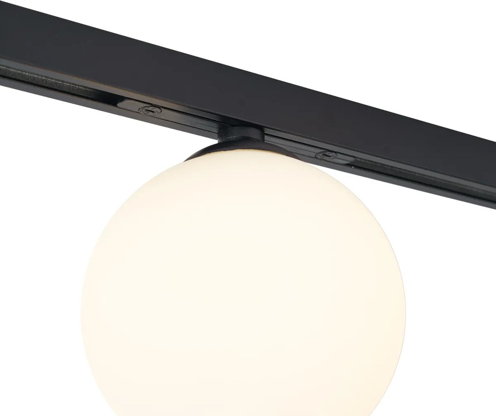 Sistem de iluminat cu șină modern negru cu 2 spoturi și 3 lumini suspendate monofazate - Slimline Eira