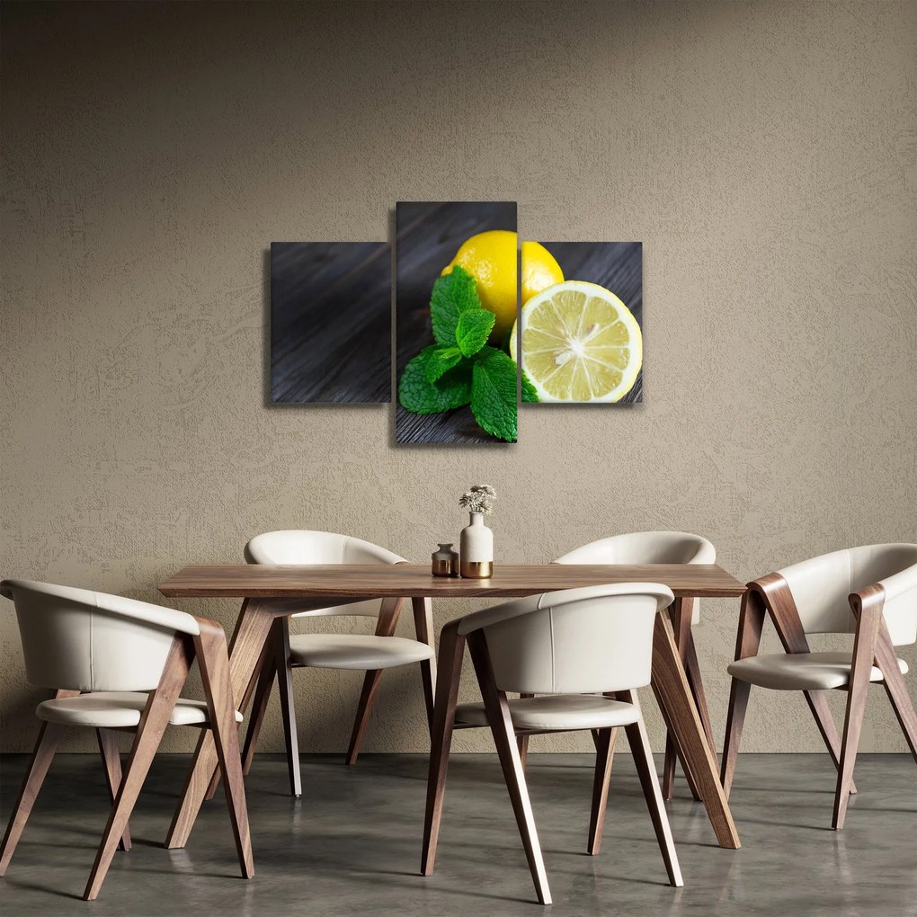 Tablou cu lămâie și mentă pe masă (90x60 cm)