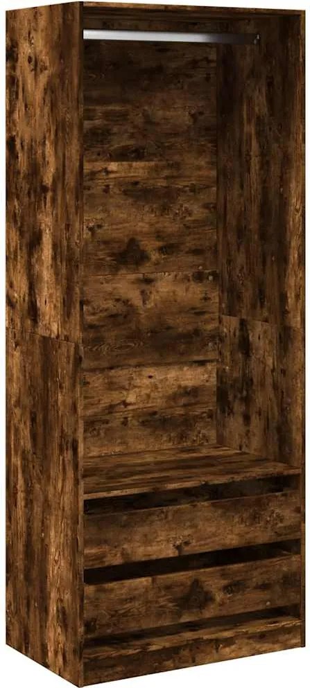 vidaXL Șifonier, stejar fumuriu, 80x50x200 cm, lemn prelucrat