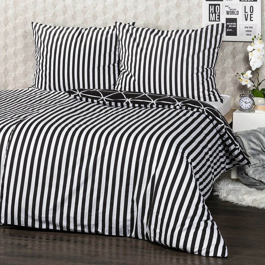 Lenjerie bumbac 4Home Galaxy, negru, 140 x 220 cm, 70 x 90 cm