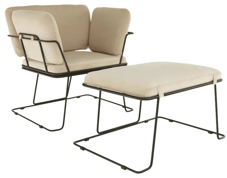Taburet , material bej/ramă neagră, MERANO YF-S02