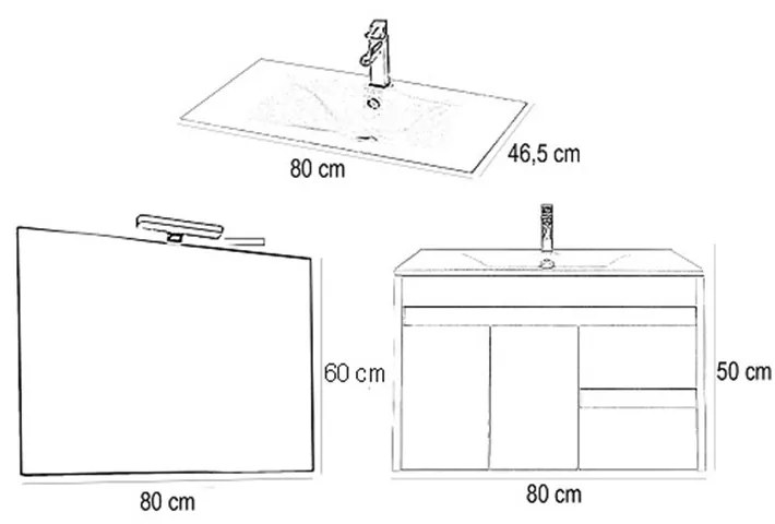 Mobilier complet de baie Luna Prime 80 alb