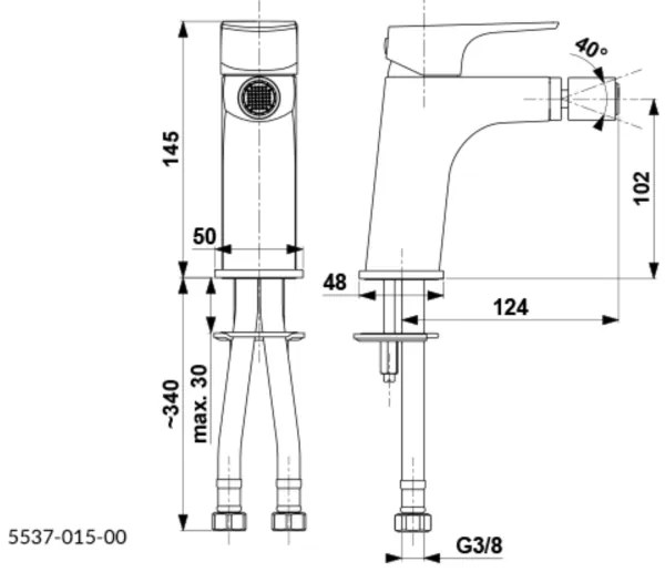 Baterie de bideu + ventil cu preaplin KFA Armatura 5537-015-00 MOKAIT alamă