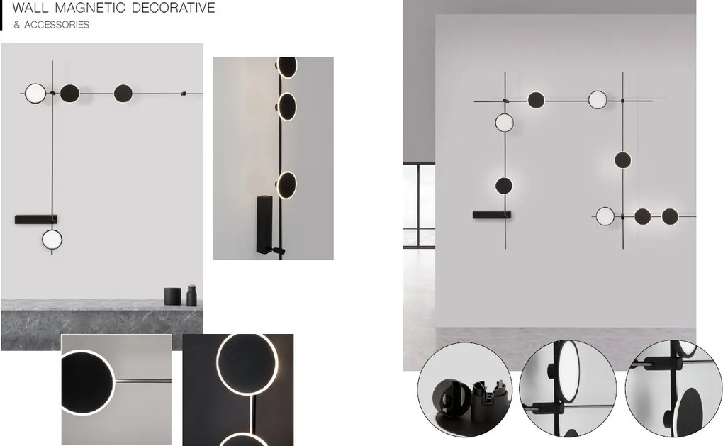 Sistem magnetic-decorativ pentru perete MAGNA 60W, L-150cm