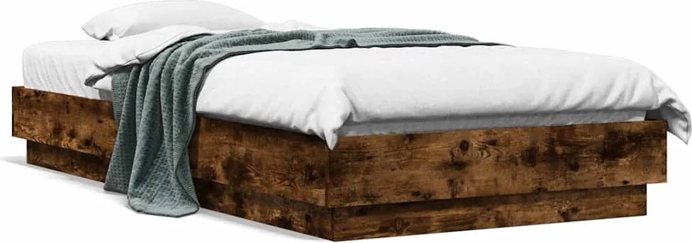 vidaXL Cadru pat fără saltea stejar fumuriu, 90x190 cm, lemn prelucrat