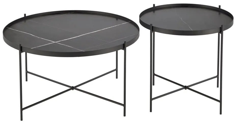 Set 2 mese de cafea Julieta marmura neagra/negru