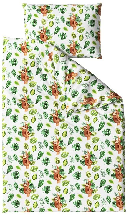 Lenjerie de pat din bumbac pentru patut SLOTH alb