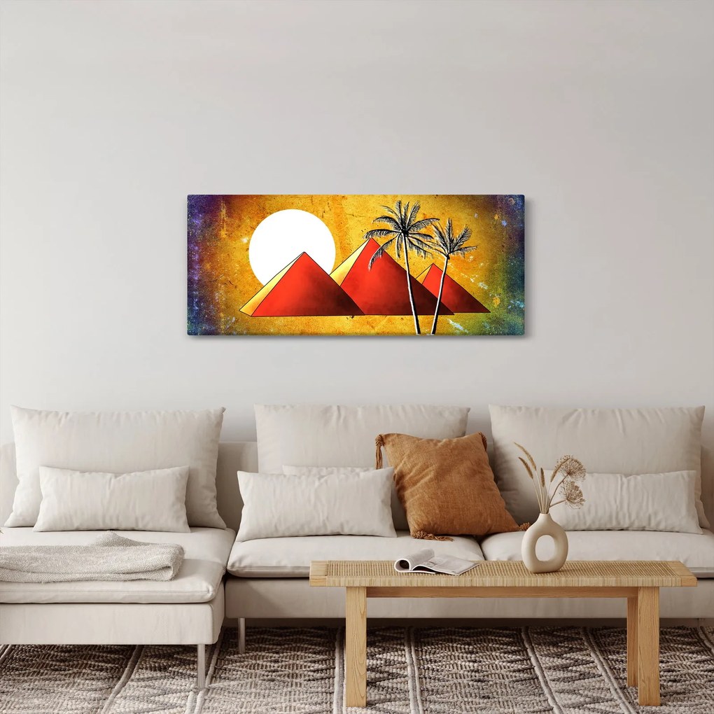 Tablou cu piramidele egiptene pictate (120x50 cm)