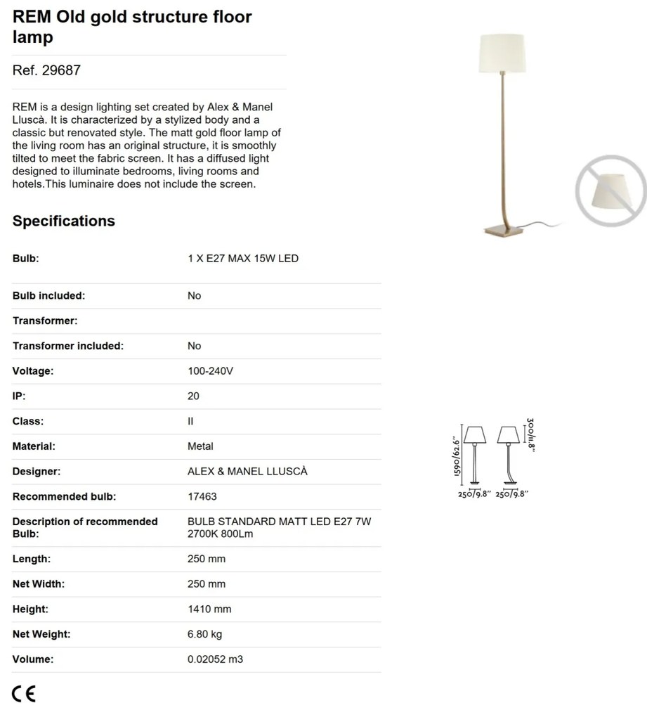 Lampadar / Lampa de podea eleganta design clasic REM auriu/alb