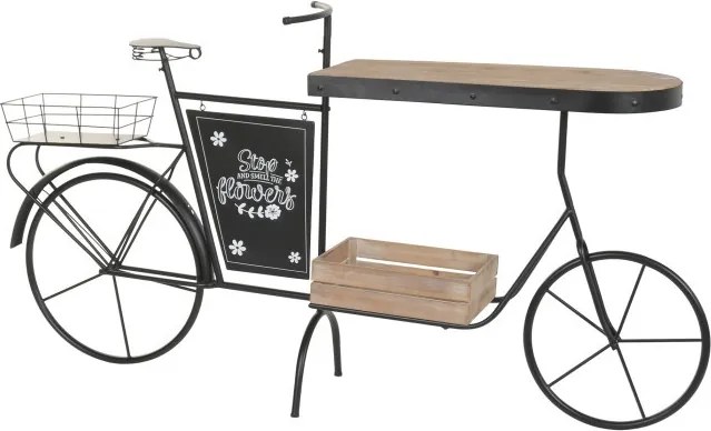Stand decorativ din metal și lemn, aspect natur, "Vintage Bicycle"