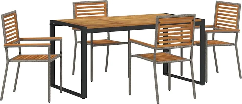 vidaXL Set de masă pentru grădină 5 pcs Gri și Brown poliratan