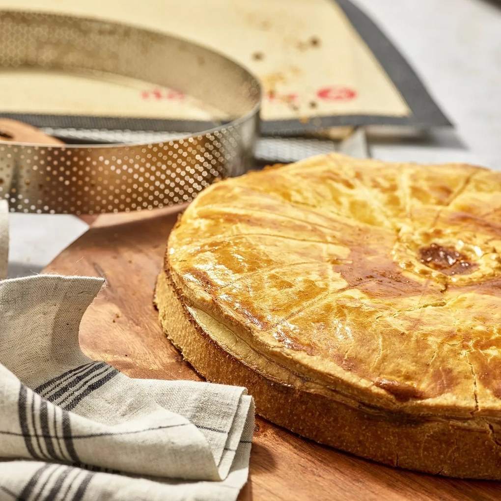 Inel de tort perforat cadru rotund De Buyer 3098.09, 24,5 cm, oțel inoxidabil, 24,5 cm