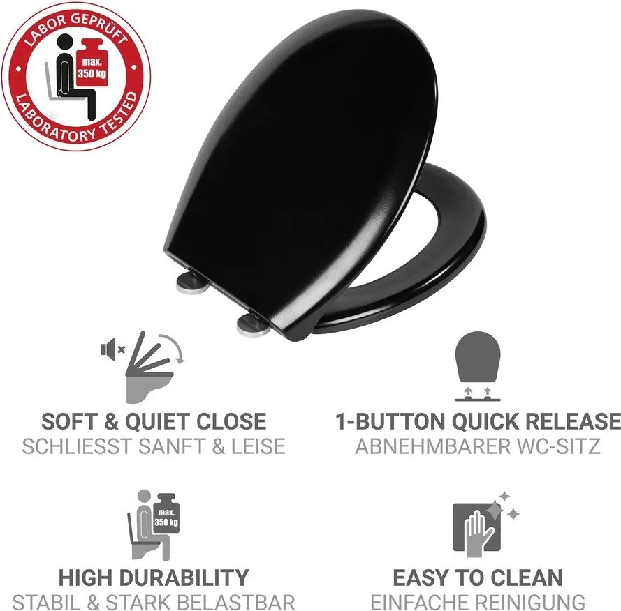 Capac WC 37 x 44,5 cm Easy-Close (cu închidere automată) Rieti – Wenko