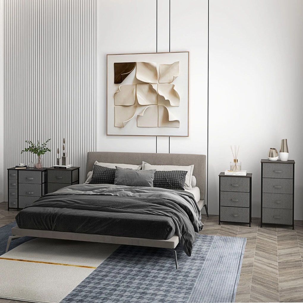 HOMCOM Șifonier 7 sertare din material textil, mobilier de depozitare modern, cadru din oțel, 63,5 x 30 x 71 cm, gri închis | Aosom Romania