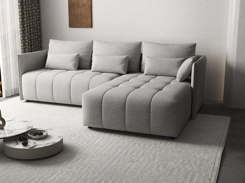 Colțar extensibil dumonde cu ladă de depozitare si sezut confortabil din spuma high-density, Malta Euphoria Dove 235x185 cm