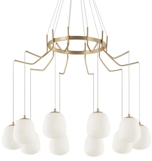 Lustra cu 10 pendule design modern KAROUSEL SP10, alama D-82,5cm 206394