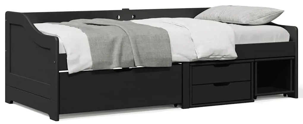 vidaXL Pat de zi cu 3 sertare fără saltea „IRUN” Negru 90x200 cm