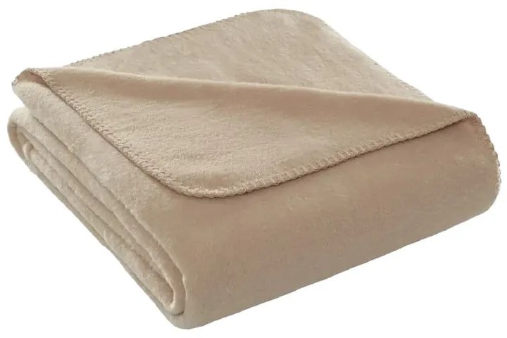 Pătură bej din polar, fleece 130x170 cm Brighton – Mijolnir