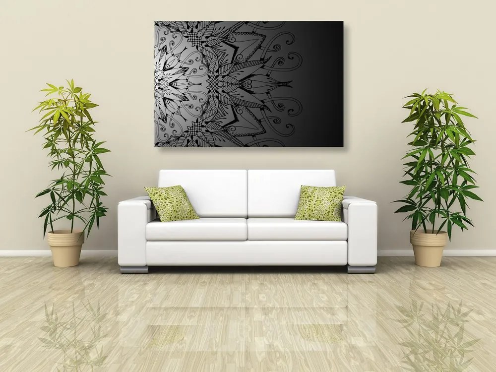 Tablou Mandala în design alb-negru
