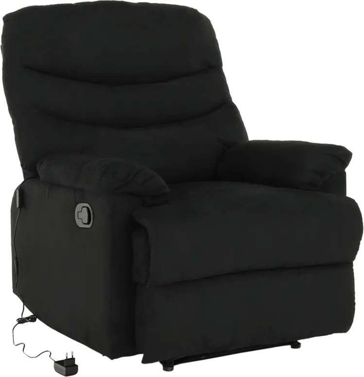 Fotoliu reglabil masaj, material textil catifea negru, LAMBERT