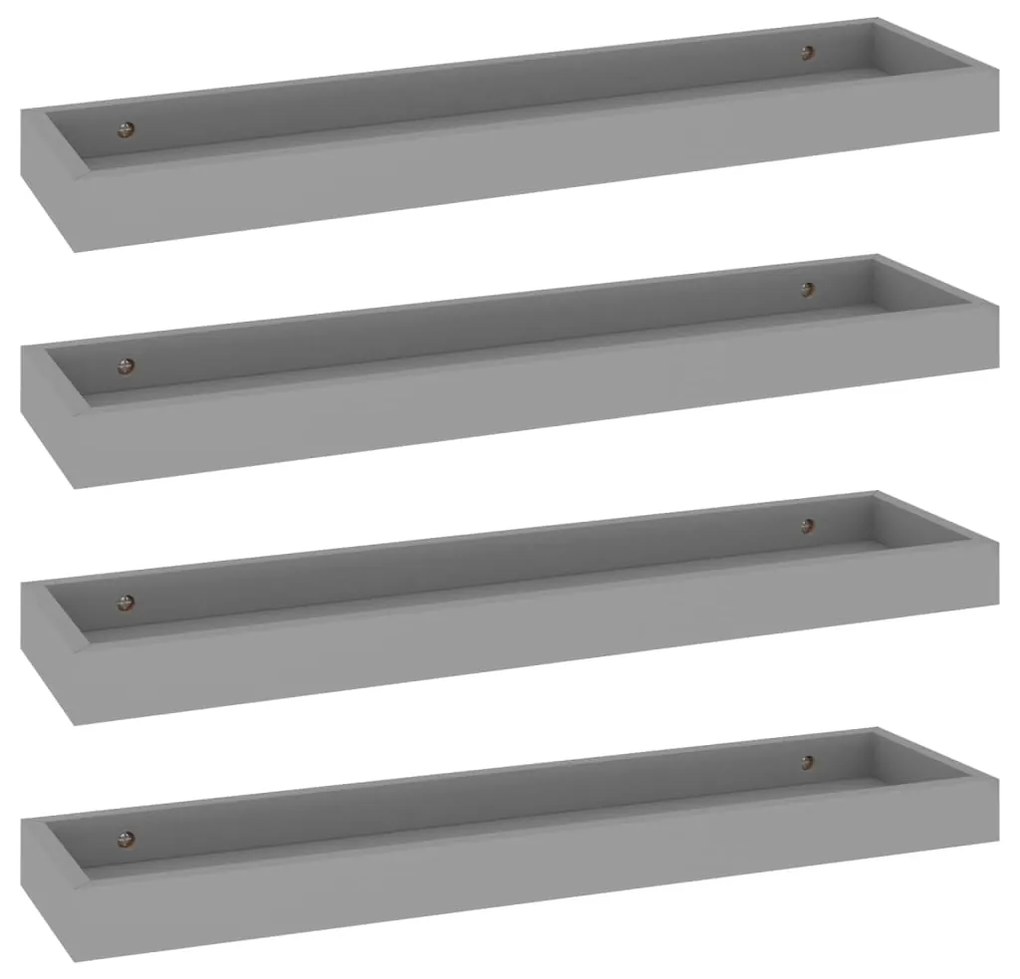 330218 vidaXL Rafturi de perete Loggia, 4 buc., gri, 60x15x4 cm, MDF