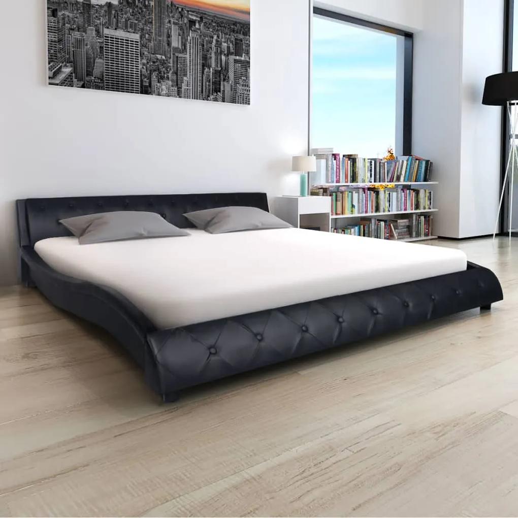 244322 vidaXL Cadru de pat, negru, 180 x 200 cm, piele artificială