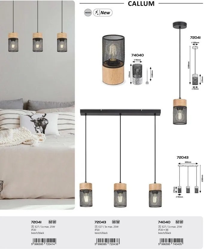 Veioza, lampa de masa design industrial Callum negru