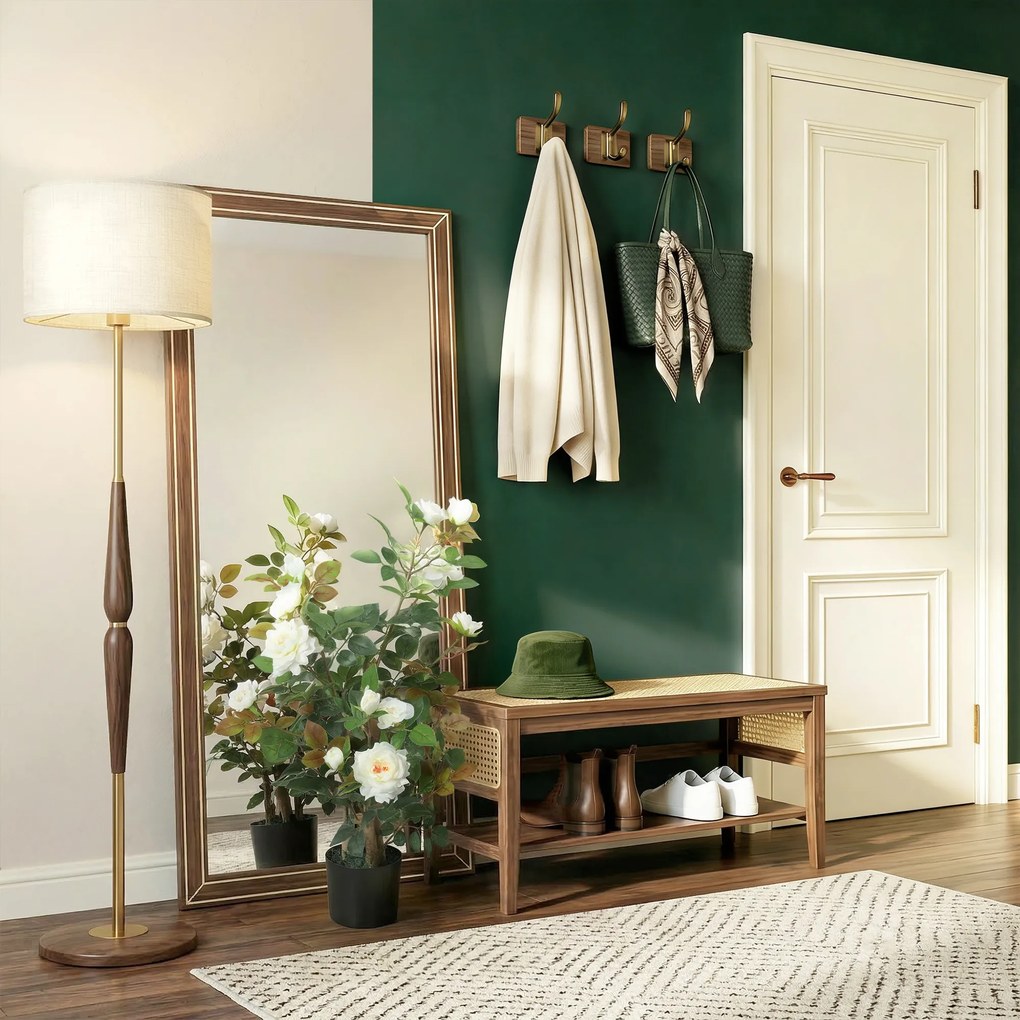 HOMCOM Trandafir Artificial cu 17 Flori, 344 Frunze Mătase, Decor Interior Exterior, 15x15x90 cm, Alb | Aosom Romania