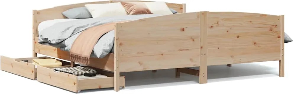 vidaXL Cadru de pat fără saltea, 200x200 cm, lemn masiv pin