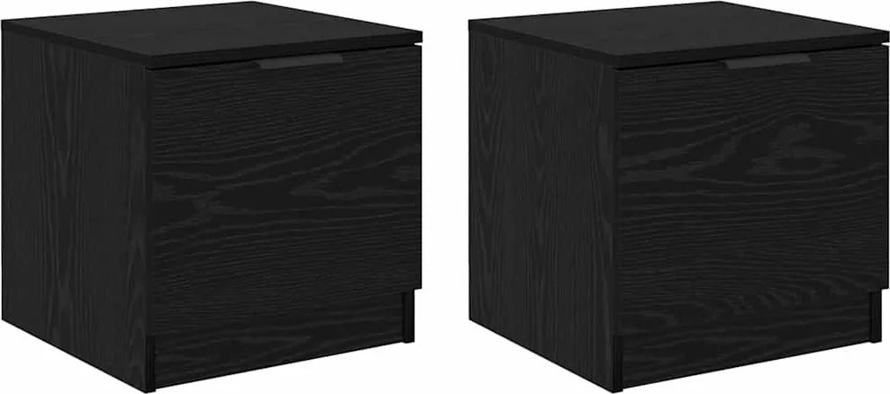 vidaXL Dulap de pat 2 pcs Stejar Negru 40 x 39 x 40cm Lemn compozit