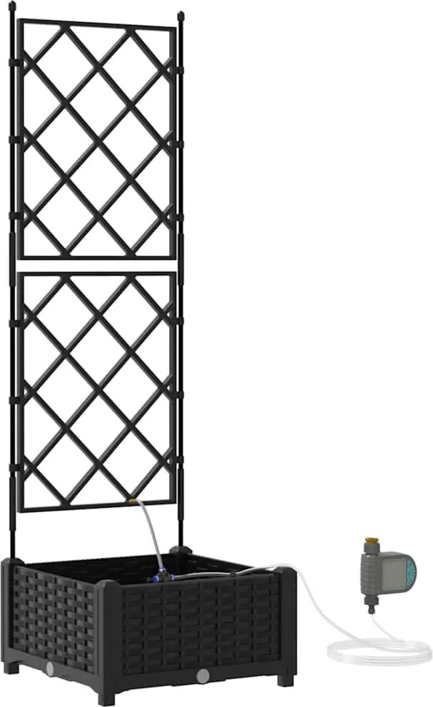 vidaXL Vază pentru Grădină Negru 40 x 40 x 126 cm Oțel