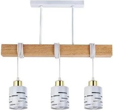 Lustră suspendată pe cablu ELEN 3xE27/35W/230V alb/auriu/maro
