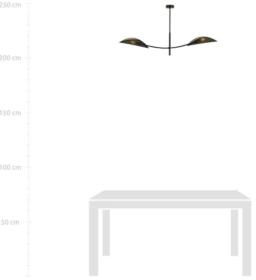 Lustră pe tijă LOTUS 2xE14/10W/230V negru/auriu