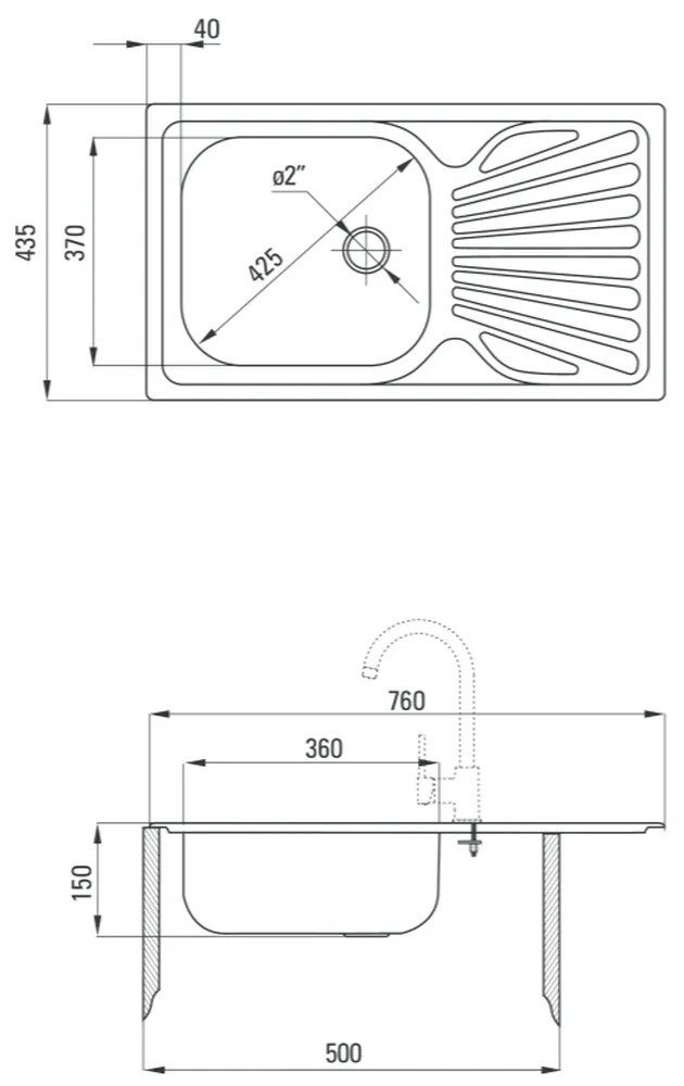 Chiuveta bucatarie cu picurator crom leinen Deante Techno 311 LEINEN