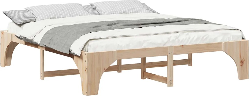 vidaXL Cadru de pat Maro 200 x 200 cm Lemn de pin masiv